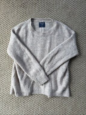 Abercrombie & Fitch Neutral Beige Crewneck Sweater